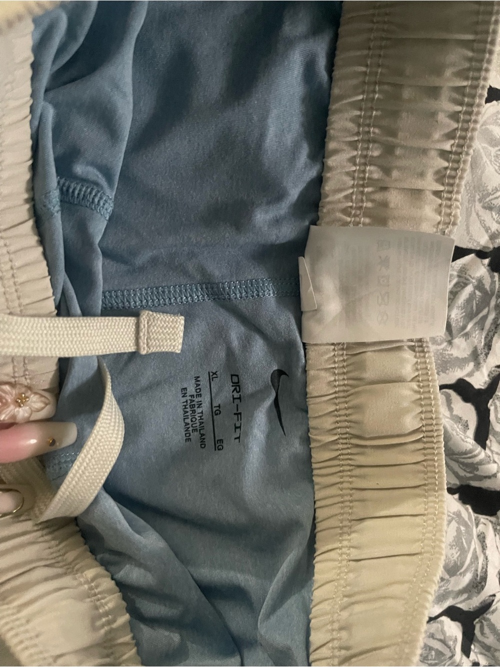 Nike Light Blue Athletic Shorts with Cream Waistband